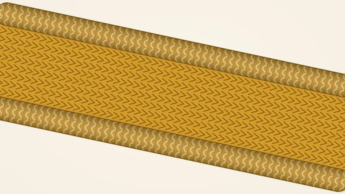 A stockinette stitch scarf whose long edges roll inward into tubes